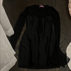 Edikted Black Long Sleeve Bodycon Dress
